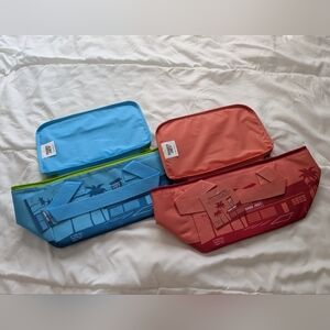 Set Of 2 Trader Joe's Mini Insulated Bag  Blue & Peach  NEW!